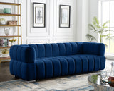 Gwen Velvet Sofa - Luxurious Comfort with Deep Biscuit Tufting & Custom Gold or Chrome Legs