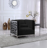 Opal Contemporary Chair – Luxurious Velvet Upholstered Seating with Chrome Stainless Steel Design