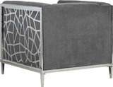 Opal Contemporary Chair – Luxurious Velvet Upholstered Seating with Chrome Stainless Steel Design