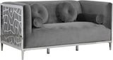 Opal Contemporary Loveseat with Chrome Stainless Steel Design for Stylish Living Room Comfort
