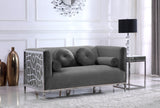 Opal Contemporary Loveseat with Chrome Stainless Steel Design for Stylish Living Room Comfort