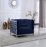 Opal Contemporary Chair – Luxurious Velvet Upholstered Seating with Chrome Stainless Steel Design