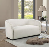 Mylah Loveseat - Contemporary Soft Upholstered Seating with Durable Black Wood Base for Cozy Spaces
