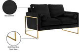 Mila Luxurious Contemporary Loveseat with Gold Stainless Steel Base and Plush Throw Pillows for Comfort