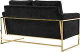 Mila Luxurious Contemporary Loveseat with Gold Stainless Steel Base and Plush Throw Pillows for Comfort