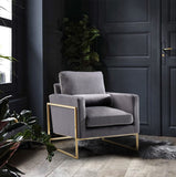 Mila Contemporary Chair with Luxurious Pillows and Elegant Gold Stainless Steel Frame for Comfort