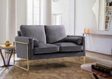 Mila Luxurious Contemporary Loveseat with Gold Stainless Steel Base and Plush Throw Pillows for Comfort