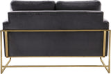 Mila Luxurious Contemporary Loveseat with Gold Stainless Steel Base and Plush Throw Pillows for Comfort