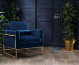 Mila Contemporary Chair with Luxurious Pillows and Elegant Gold Stainless Steel Frame for Comfort