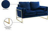 Mila Luxurious Contemporary Loveseat with Gold Stainless Steel Base and Plush Throw Pillows for Comfort
