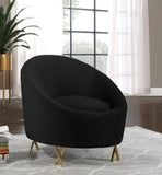 Serpentine Velvet Chair - Plush Contemporary Design with Gold Steel Legs for Chic Home Decor