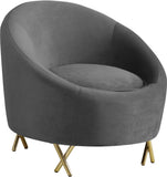 Serpentine Velvet Chair - Plush Contemporary Design with Gold Steel Legs for Chic Home Decor