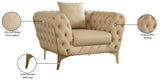 Aurora Contemporary Chair with Gold Legs, Deep Button Tufting & Cozy Pillows for Stylish Comfort