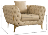 Aurora Contemporary Chair with Gold Legs, Deep Button Tufting & Cozy Pillows for Stylish Comfort