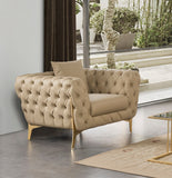 Aurora Contemporary Chair with Gold Legs, Deep Button Tufting & Cozy Pillows for Stylish Comfort