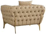 Aurora Contemporary Chair with Gold Legs, Deep Button Tufting & Cozy Pillows for Stylish Comfort