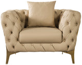 Aurora Contemporary Chair with Gold Legs, Deep Button Tufting & Cozy Pillows for Stylish Comfort