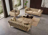 Aurora Contemporary Chair with Gold Legs, Deep Button Tufting & Cozy Pillows for Stylish Comfort
