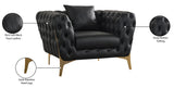 Aurora Contemporary Chair with Gold Legs, Deep Button Tufting & Cozy Pillows for Stylish Comfort