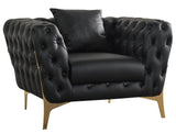 Aurora Contemporary Chair with Gold Legs, Deep Button Tufting & Cozy Pillows for Stylish Comfort