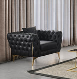 Aurora Contemporary Chair with Gold Legs, Deep Button Tufting & Cozy Pillows for Stylish Comfort