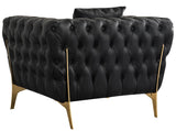 Aurora Contemporary Chair with Gold Legs, Deep Button Tufting & Cozy Pillows for Stylish Comfort
