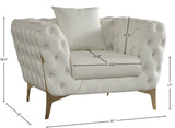 Aurora Contemporary Chair with Gold Legs, Deep Button Tufting & Cozy Pillows for Stylish Comfort