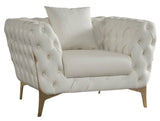 Aurora Contemporary Chair with Gold Legs, Deep Button Tufting & Cozy Pillows for Stylish Comfort