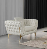 Aurora Contemporary Chair with Gold Legs, Deep Button Tufting & Cozy Pillows for Stylish Comfort