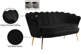 Gardenia Contemporary Loveseat with Deep Channel Tufting and Glam Gold Chrome Legs for Stylish Comfort