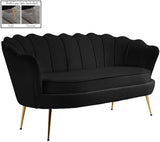 Gardenia Contemporary Loveseat with Deep Channel Tufting and Glam Gold Chrome Legs for Stylish Comfort