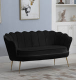 Gardenia Contemporary Loveseat with Deep Channel Tufting and Glam Gold Chrome Legs for Stylish Comfort