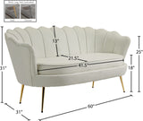 Gardenia Contemporary Loveseat with Deep Channel Tufting and Glam Gold Chrome Legs for Stylish Comfort