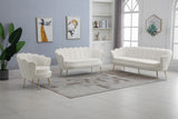 Gardenia Contemporary Loveseat with Deep Channel Tufting and Glam Gold Chrome Legs for Stylish Comfort