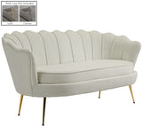 Gardenia Contemporary Loveseat with Deep Channel Tufting and Glam Gold Chrome Legs for Stylish Comfort