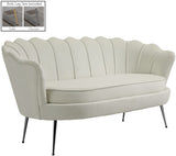 Gardenia Contemporary Loveseat with Deep Channel Tufting and Glam Gold Chrome Legs for Stylish Comfort