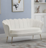 Gardenia Contemporary Loveseat with Deep Channel Tufting and Glam Gold Chrome Legs for Stylish Comfort