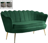 Gardenia Contemporary Loveseat with Deep Channel Tufting and Glam Gold Chrome Legs for Stylish Comfort