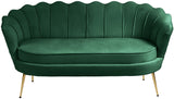 Gardenia Contemporary Loveseat with Deep Channel Tufting and Glam Gold Chrome Legs for Stylish Comfort