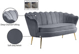 Gardenia Contemporary Loveseat with Deep Channel Tufting and Glam Gold Chrome Legs for Stylish Comfort