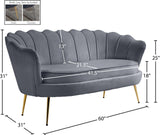 Gardenia Contemporary Loveseat with Deep Channel Tufting and Glam Gold Chrome Legs for Stylish Comfort