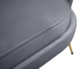 Gardenia Contemporary Loveseat with Deep Channel Tufting and Glam Gold Chrome Legs for Stylish Comfort