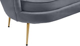 Gardenia Contemporary Loveseat with Deep Channel Tufting and Glam Gold Chrome Legs for Stylish Comfort