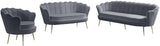 Gardenia Contemporary Loveseat with Deep Channel Tufting and Glam Gold Chrome Legs for Stylish Comfort