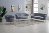 Gardenia Contemporary Loveseat with Deep Channel Tufting and Glam Gold Chrome Legs for Stylish Comfort