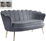 Gardenia Contemporary Loveseat with Deep Channel Tufting and Glam Gold Chrome Legs for Stylish Comfort
