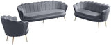 Gardenia Contemporary Loveseat with Deep Channel Tufting and Glam Gold Chrome Legs for Stylish Comfort
