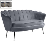 Gardenia Contemporary Loveseat with Deep Channel Tufting and Glam Gold Chrome Legs for Stylish Comfort
