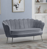 Gardenia Contemporary Loveseat with Deep Channel Tufting and Glam Gold Chrome Legs for Stylish Comfort
