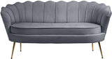 Gardenia Contemporary Loveseat with Deep Channel Tufting and Glam Gold Chrome Legs for Stylish Comfort